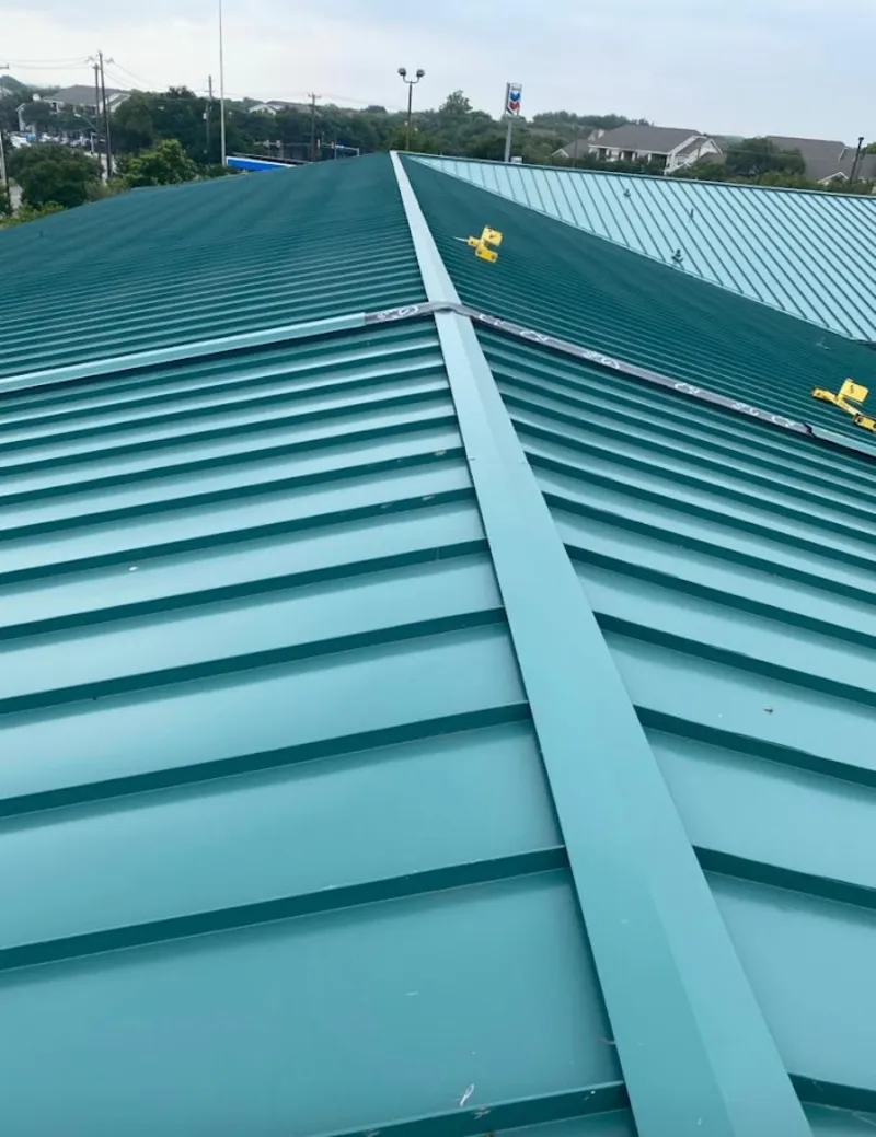 Green commercial metal roof ridge and valley for Metal Roof Repair in Bruce
